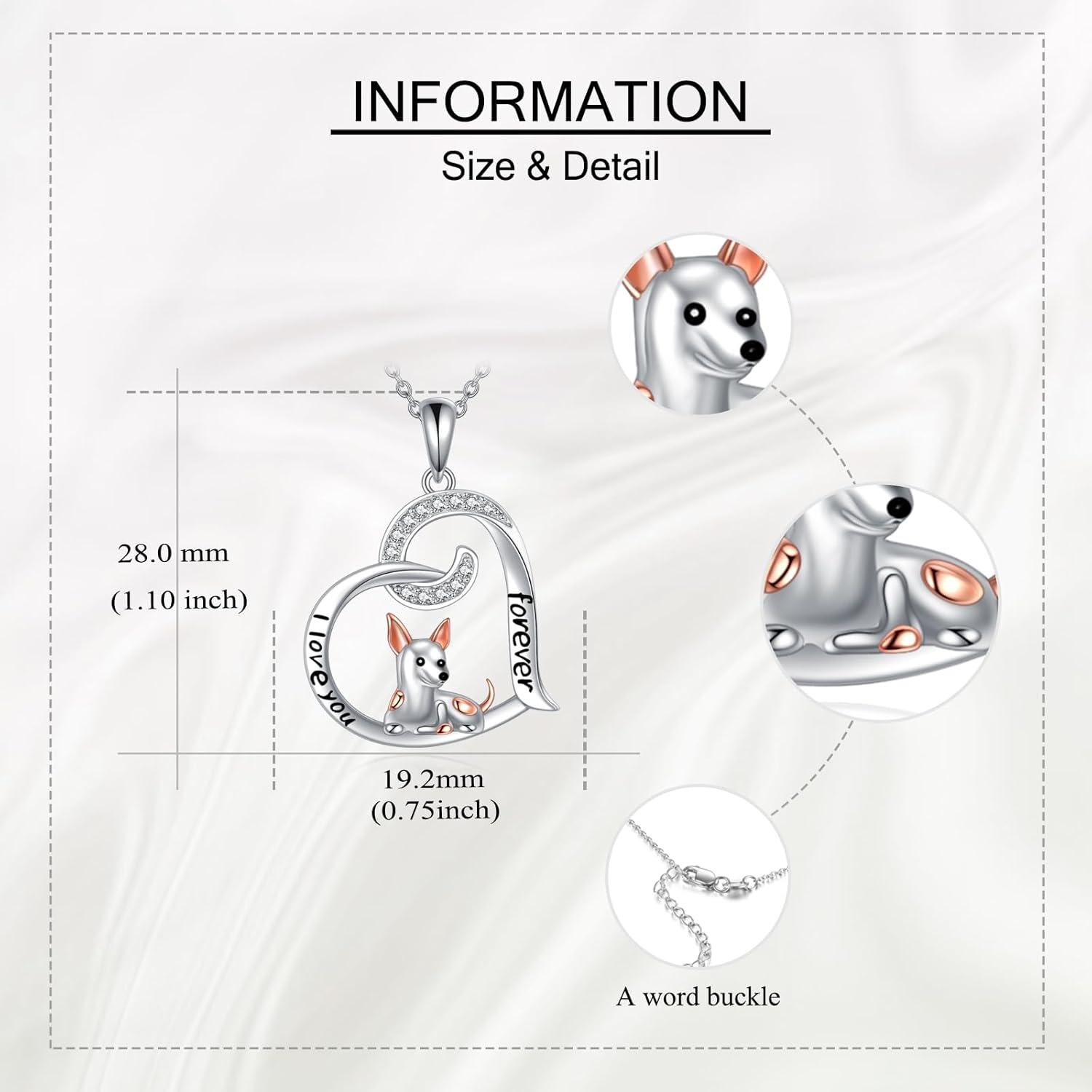 925 Sterling Silver Crystal Dog Heart Pendant Necklace for Women - Pet Lovers' s-0-3