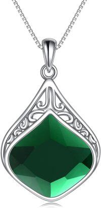 wholesale Sterling Silver Moonstone Lapis Larimar Moss Agate Teardrop Filigree Pendant-Emerald stone necklace