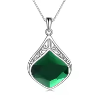 wholesale 925 Sterling Silver Moonstone Lapis Larimar Moss Agate Teardrop Filigree Pendant-Emerald stone necklace