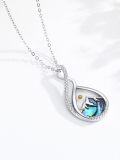 wholesale 925 Sterling Silver Abalone Shell Teardrop Mountain Pendant Necklace with Yellow Crystal and Cubic Zirconia for Women's Religious Gifts-0-2