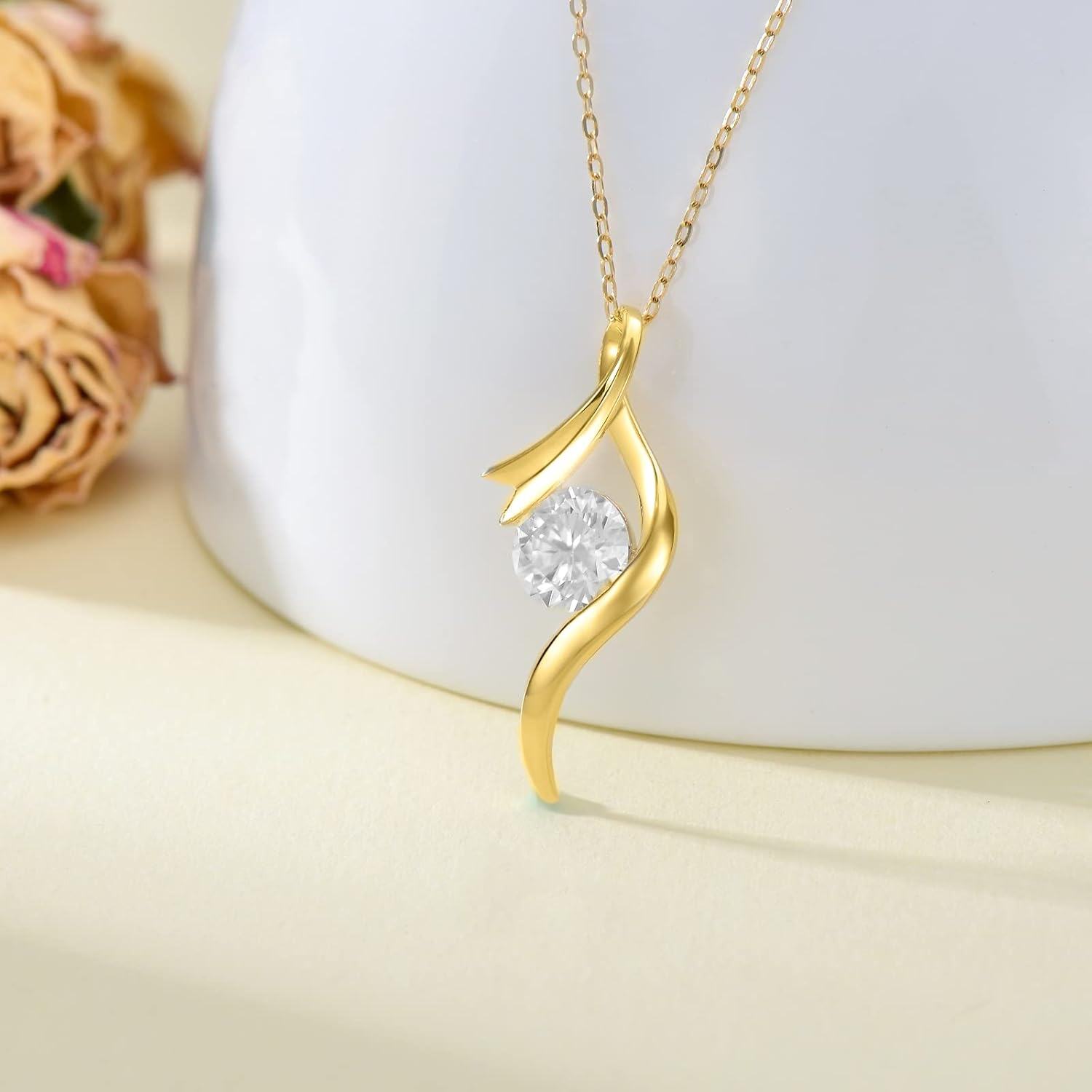 wholesale 14K Gold Infinity Heart Pendant with 1 Ct Moissanite and Chain (Length: Adjustable)-0-3