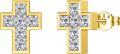 wholesale 925 Sterling Silver Cross Stud Earrings with Cubic Zirconia - Religious  for Her-0-0