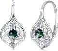 wholesale 925 Sterling Silver Celtic Moonstone and Moss Agate Irish Knot Hypoallergenic Leverback Earrings for Women Gift Ideas-0-0