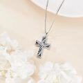 wholesale 925 Sterling Silver & Black Onyx Elegant Christian Cross Pendant Necklace for Women, Faith Jewelry Gift-0-2