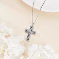 wholesale 925 Sterling Silver & Black Onyx Elegant Christian Cross Pendant Necklace for Women, Faith Jewelry Gift-0-2