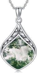 wholesale Sterling Silver Natural Gemstone Teardrop Pendant Necklace-0-30