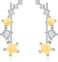 wholesale 925 Sterling Silver Yellow Opal & CZ Star Ear Climber Earrings for Women - Bridal  Ideas-0-0