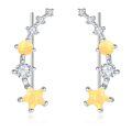 wholesale 925 Sterling Silver Yellow Opal & CZ Star Ear Climber Earrings for Women - Bridal  Ideas-0-0