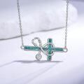 wholesale 925 Sterling Silver Turquoise Cross Caduceus Pendant Nurse Necklace for Women Graduation Gifts-0-2