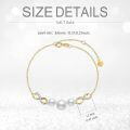 wholesale 10k Gold Infinity Bracelet with Moissanite and Freshwater Cultured Pearls 6.8-8.4 inches-0-12