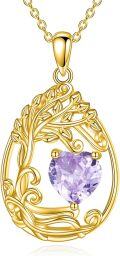 wholesale Sterling Silver Yellow Gold Plated Gemstone Tree of Life Pendant Necklace-0-23