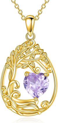 wholesale Sterling Silver Yellow Gold Plated Gemstone Tree of Life Pendant Necklace-06-Jun-Alexandrite