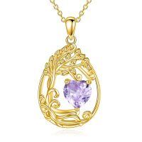 wholesale 925 Sterling Silver Heart Pendant Necklace Wholesale Gold Plated-06-Jun-Alexandrite