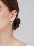 wholesale White Gold Plated 925 Sterling Silver Cubic Zirconia Square Stud Earrings for Women-0-1