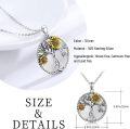 wholesale 925 Sterling Silver Tree of Life Sunflower Pendant Necklace Gold Plated Flower Charm Jewelry for Women Girls Gift 36 Chain Length-0-3