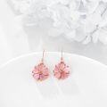wholesale 925 Sterling Silver Gold Plated Pink Cat's Eye Stone Floral Drop Earrings Sakura Hypoallergenic Jewelry for Women Girls Gifts-0-5