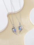 wholesale 925 Sterling Silver Big Little Sister Butterfly Heart Pendant Necklaces With Cubic Zirconia-0-4