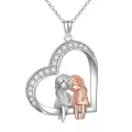 TOUPOP Sterling Silver Stone Sister Pendant Necklace Birthday Christmas Jewelry Gift-0-0