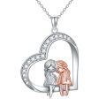TOUPOP Sterling Silver Stone Sister Pendant Necklace Birthday Christmas Jewelry Gift-0-0