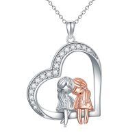 TOUPOP Sterling Silver Stone Sister Pendant Necklace Birthday Christmas Jewelry Gift-undefined