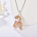 wholesale 925 Sterling Silver Orange Crystal Poodle Dog Breed Pendant Necklace for Pet Lovers-0-1