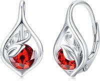 wholesale 925 Sterling Silver S929 Birthstone Leaf Hoop Earrings for Women-January