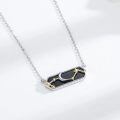 wholesale 925 Sterling Silver Crescent Moon Star Constellation Black Onyx Two Tone Pendant Necklace-0-4