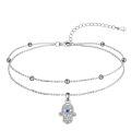 wholesale 925 Sterling Silver Hamsa Hand Charm Bracelet With Blue Evil Eye-0-0