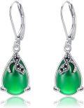wholesale Sterling Silver Simulated Green Emerald Teardrop Earrings – Hypoallergenic, Elegant Gift for Women-0-0