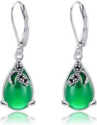 wholesale Sterling Silver Simulated Green Emerald Teardrop Earrings – Hypoallergenic, Elegant Gift for Women-Emerald