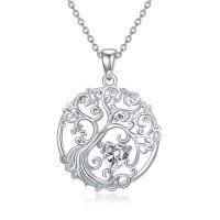 wholesale 925 Sterling Silver Heart Moonstone Tree Of Life Pendant Necklace-04-Apri-Diamond