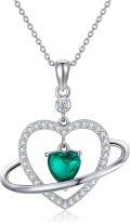 wholesale 925 Sterling Silver Lab-Grown Emerald Heart Pendant Necklace for Women-0-0