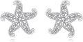 wholesale 925 Sterling Silver Starfish Stud Earrings with Cubic Zirconia for Women-0-0
