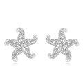 wholesale 925 Sterling Silver Starfish Stud Earrings with Cubic Zirconia for Women-0-0