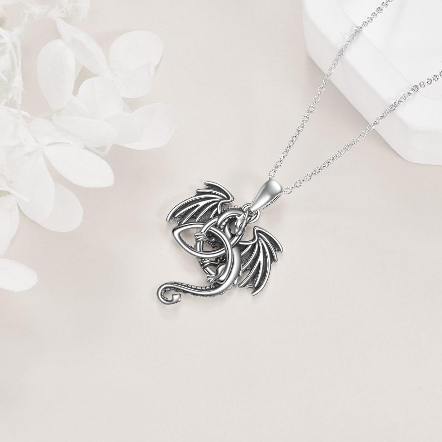 Sterling Silver Crystal Dragon Necklace Jewelry-0-5