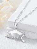 wholesale 925 Sterling Silver Graduation Cap Pendant Necklace - College High School Jewelry for Women-0-2