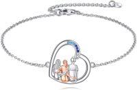 wholesale 925 Sterling Silver Angel and Moon Charm Bracelet - Best Friend Gifts for Women-Heart Three Sister