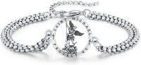 wholesale 925 Sterling Silver Saint Michael Protect Us Charm Bracelet for Men & Women-Style A-St Michael-A