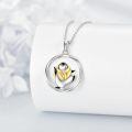 wholesale 925 Sterling Silver Penguin Charm Circle Pendant Necklace with Cubic Zirconia - Cute s for Women-0-1