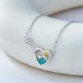 wholesale 925 Sterling Silver Turquoise Heart Mountain Sunset Pendant Necklace for Women-0-2
