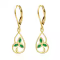 wholesale 14K Gold Celtic Knot Green Stone Drop Earrings Wholesale for Women s-0-0