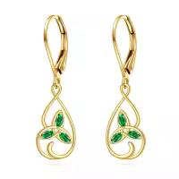 wholesale 14K Gold Celtic Knot Green Stone Drop Earrings Wholesale for Women s-Celtic Knot