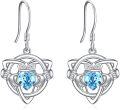 wholesale Sterling Silver Crystal Claddagh Celtic Knot Heart Dangle Earrings-0-10