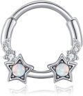 wholesale 925 Sterling Silver Star Nose Ring with Crystal - Handmade Septum Jewelry for Women & Men-0-0