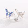 wholesale 925 Sterling Silver Blue Fire Opal Butterfly Stud Earrings Hypoallergenic  for Women Girls 6mm x 8mm-0-19