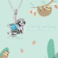 wholesale 925 Sterling Silver Sloth Pendant With Golden Heart Charm Necklace-0-25