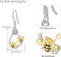 wholesale 925 Sterling Silver Bee Triangle Sunflower Dangle Earrings for Women Girls -0-2
