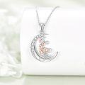 wholesale 925 Sterling Silver Crescent Moon & Lily of the Valley Pendant Necklace for Women - Mother's Day Gifts-0-1