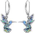 wholesale 925 Sterling Silver Abalone Shell Hummingbird Dangle Earrings with Moonstones and Butterflies-0-0