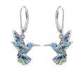 wholesale 925 Sterling Silver Abalone Shell Hummingbird Dangle Earrings with Moonstones and Butterflies-0-0